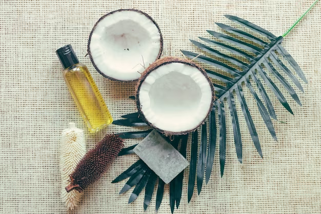 Coconut oil being applied to hair for natural growth and thickness